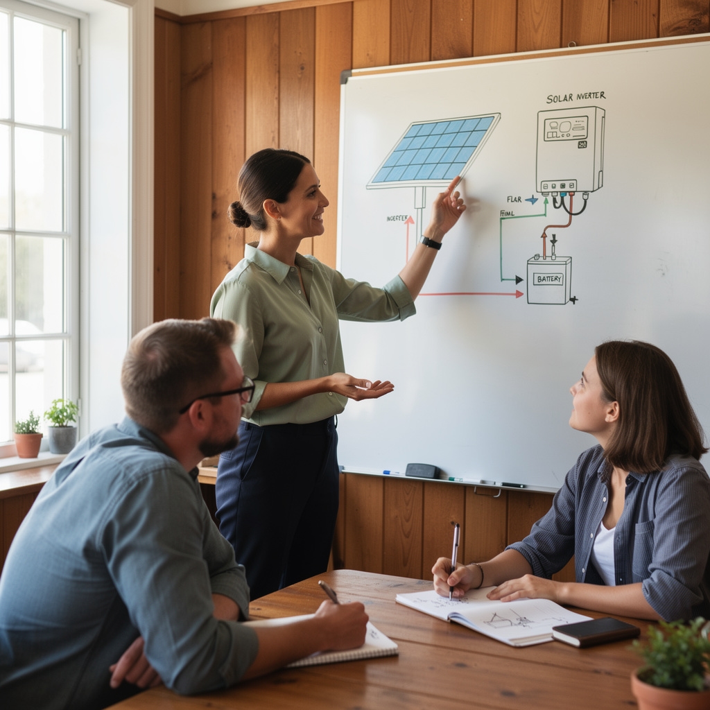 Persona aprendiendo sobre instalación de paneles solares